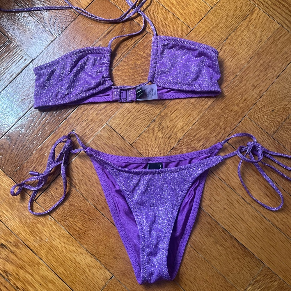triangl swimwear Purple Glitter Bikini Set